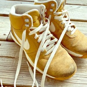 Mustard yellow Nike high-tops